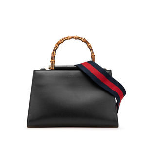 Pre-Loved Gucci Small Leather Bamboo Nymphaea Satchel